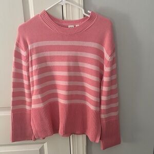 GAP Women's Pink and Cream Striped Sweater